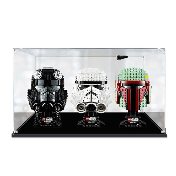 Acrylic Display Case for LEGO 3x Star Wars Super Heros Helmet 75274 75276 75277 Figure Storage Box Dust Proof Glue Free