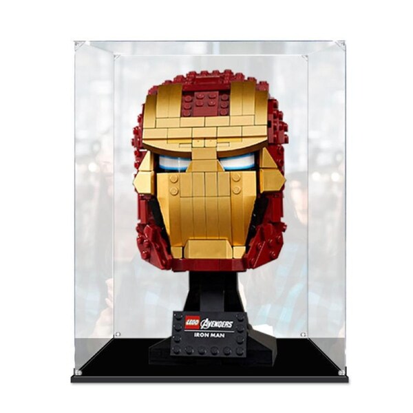 Acrylic Display Case for LEGO 76165 Marvel Super Heroes Iron Man Helmet Figure Storage Box Dust Proof Glue Free
