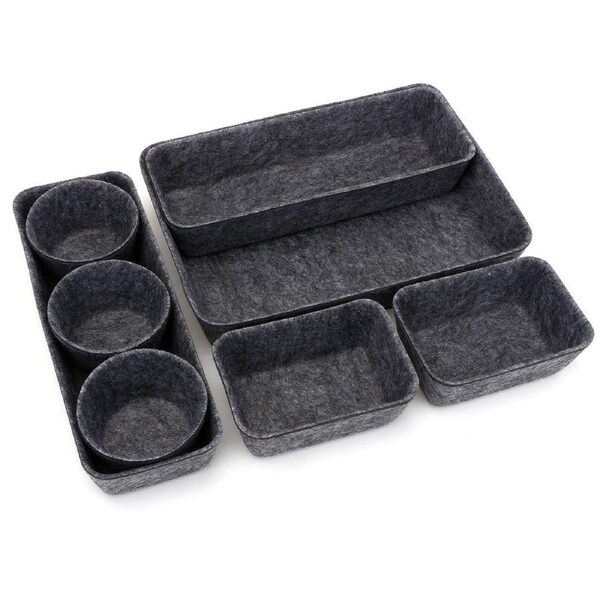 Drawer Organizers Tray Dividers for Office Kitchen Bathroom Bedroom Shallow Felt Drawer Storage Containers Divider