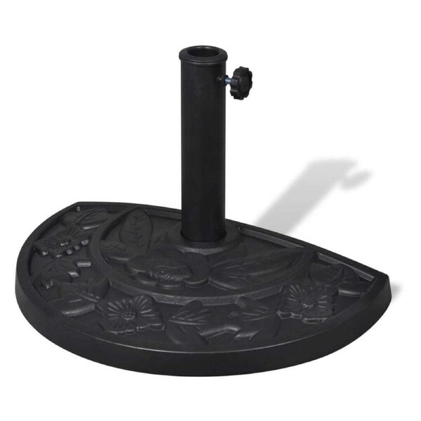 Half Round Parasol Base Resin Patio Outdoor Umbrella Pole Stand Holder 9kg Black
