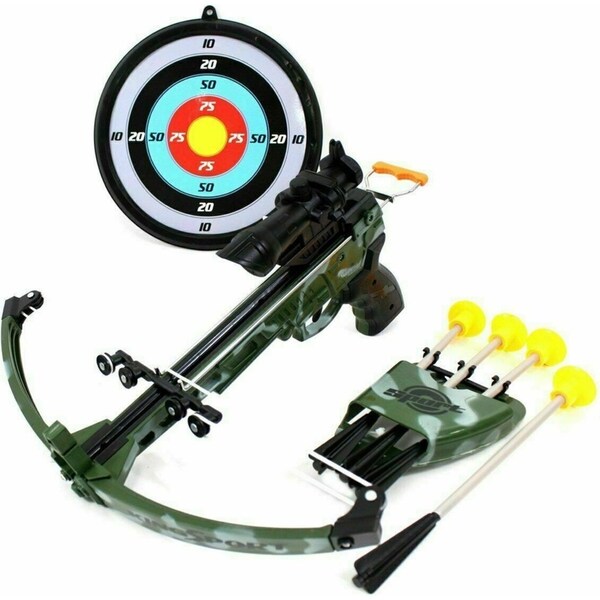 Kids Real Shooting Toy Camouflage Crossbow Archery Set Suction Arrows & Target