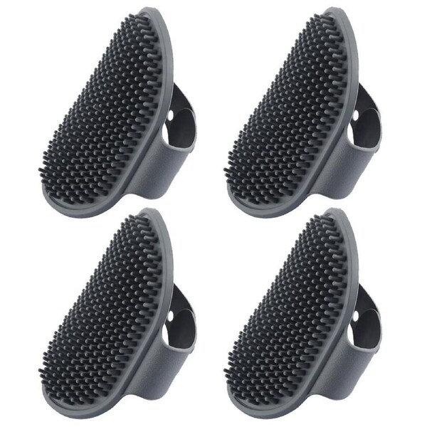 4x Paws & Claws Dog Grooming Rubber Mitt 13.5cm Bath Hair Comb Groom Brush Grey