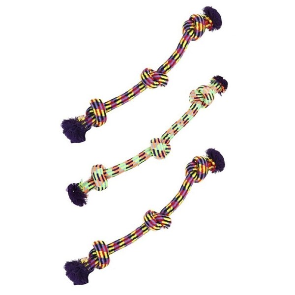 3x Paws & Claws Dog Toy Tug-Of-War 50cm Rope Pet Interactive Chew Bite Play Asst