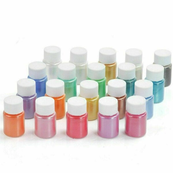 Ozoffer 24PCS Ultra Mixed Color Pearl Pigment Powder for Epoxy Resin Floors Metallic Dye
