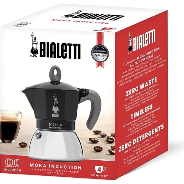 Bialetti Moka 4 Cup Induction Espresso Maker - Black
