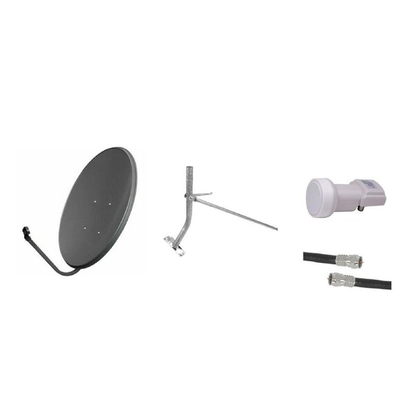 80CM Fixed Satellite Dish with Tin Roof Mount, Dual LNB and 2x10m Lead