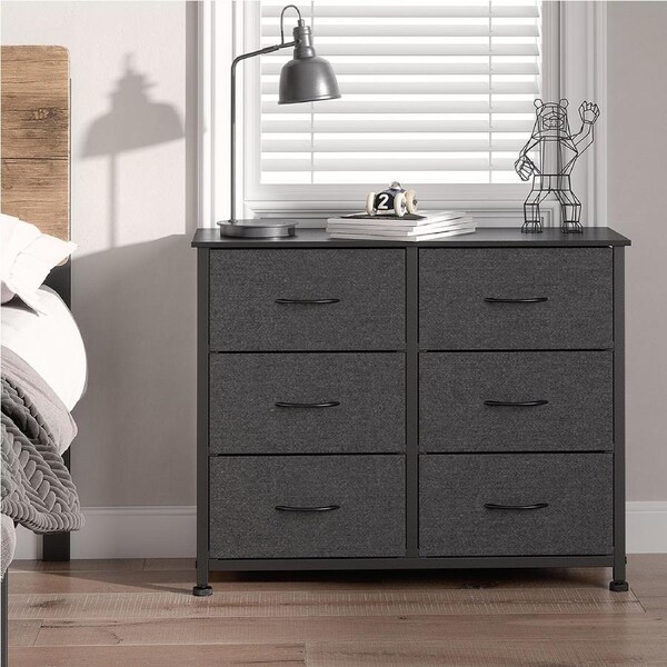 6 Chest of Drawers Levede Tallboy Table Dresser - Dark Grey