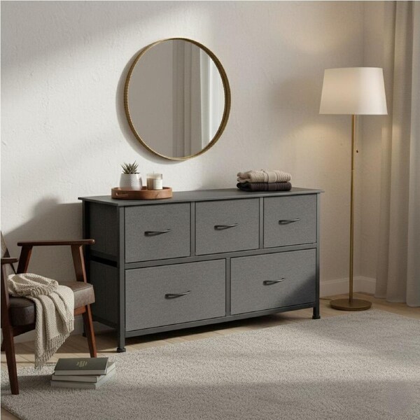 Levede 5 Chest of Drawers Tallboy Table Dresser - Dark Grey