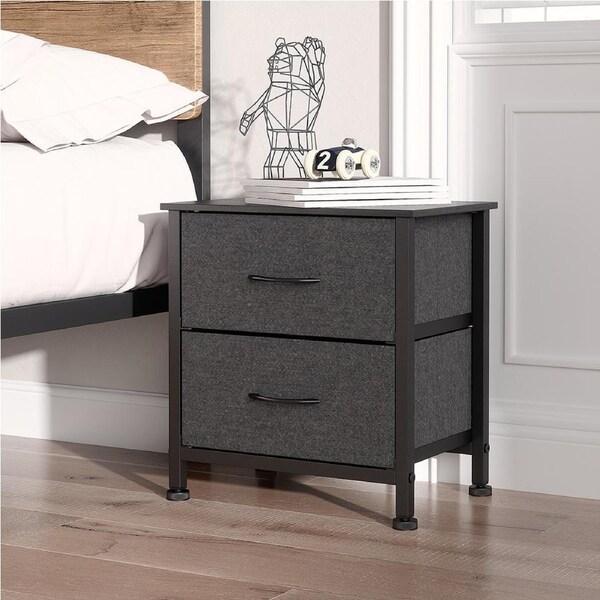Levede Bedside Table 2 Chest of Drawers Dresser - Dark Grey