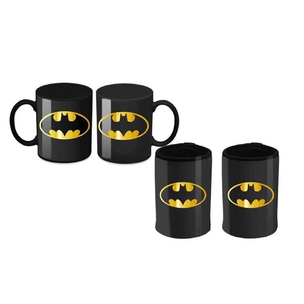 Batman Logo Metallic Coffee Mug Cup and Can Cooler Gift Set