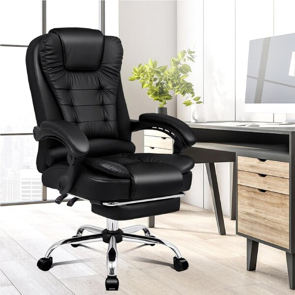 Alfordson Office Chair Gaming Executive Computer Racer Footrest PU Leather Seat