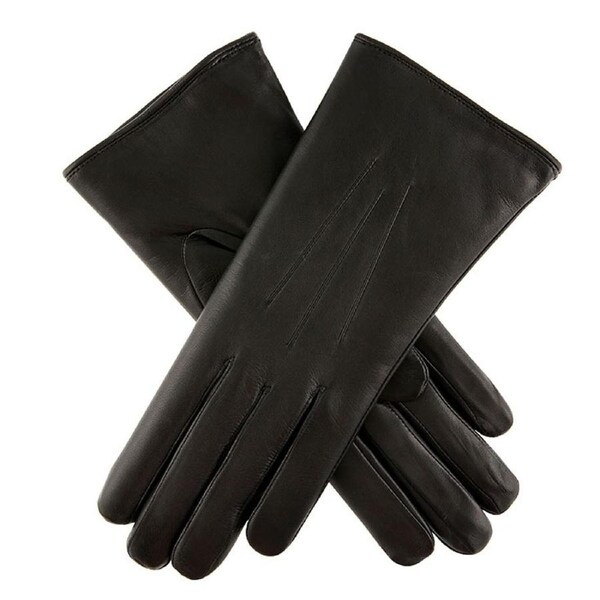 DENTS Ripley Womens Rabbit Fur Lined Leather Gloves MADE IN UK - Black 7.5