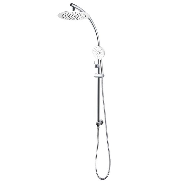ACA WELS Chrome Round 8'' Ultrathin Rainfall Shower Head 3-MODE Handheld Set Gooseneck Arm Diverter