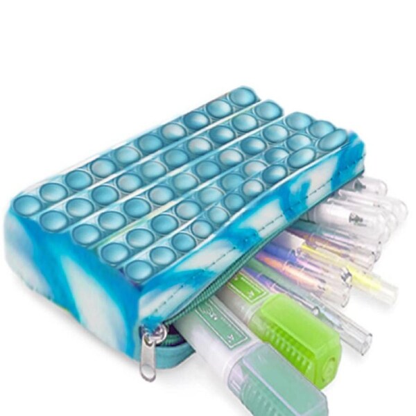 Fidget Pop Pencil Case - Blue/White