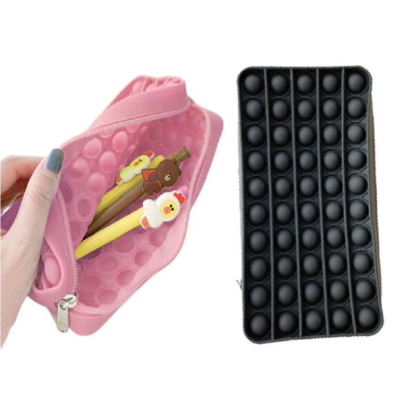 Fidget Pop Pencil Case - 2 Pack - 1x Pink & 1x Black