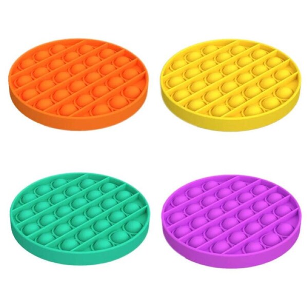 Pop Bubble Pencil Cases - Black & Fidget Pop Toys - 4 packs Orange/Yellow/Green/Purple
