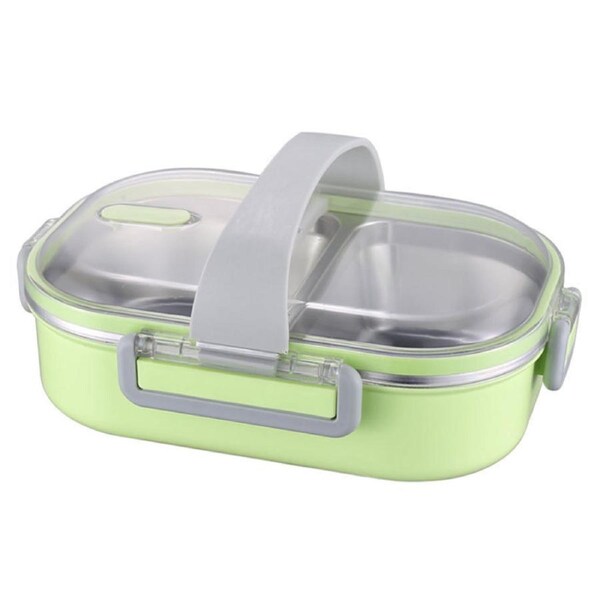 Divided Stainless Steel Lunch Box - Eco-Friendly, Dishwasher Safe, BPA-Free - Green
