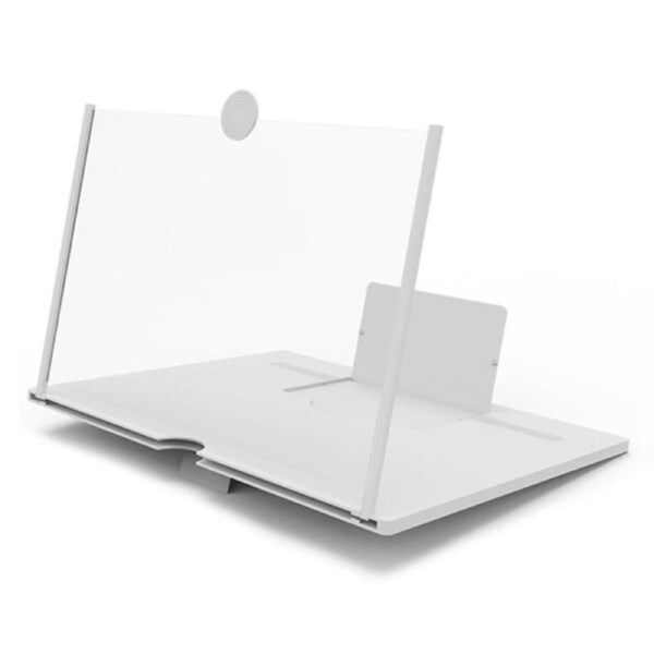 Screen Magnifier for Cell Phone, HD Amplifier Projector Magnifing Screen Enlarger for Movies, Videos, and Gaming with Foldable Stand - White