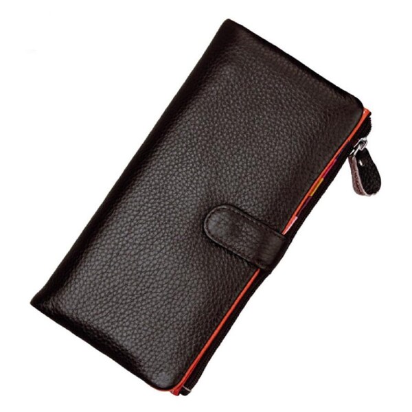 RFID Blocking Ultra Slim Real Leather Credit Card Holder Clutch Wallets for Women- Black