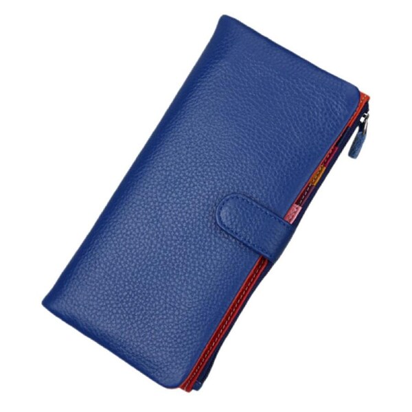 RFID Blocking Ultra Slim Real Leather Credit Card Holder Clutch Wallets for Women- Blue