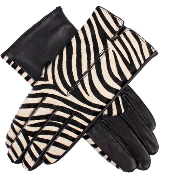 Dents Womens Animal Print Leather Gloves With Single Point Stitch Detail Ladies 7