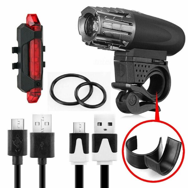 Bicycle Bike Lights Set Waterproof Front Rear LED Light Lamp USB Rechargeable AU