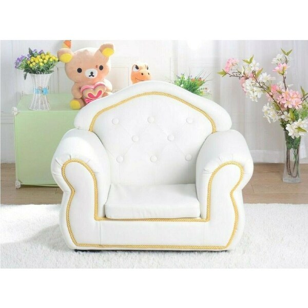Deluxe FRENCH PROVINCIAL PVC Leather KIDS BOYS Sofa LOUNGE ARM CHAIR White