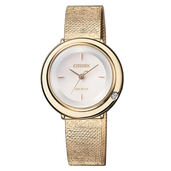 Citizen Ladies Eco-Drive Ambiluna Diamond Gold Mesh Watch (EM0643-84X)