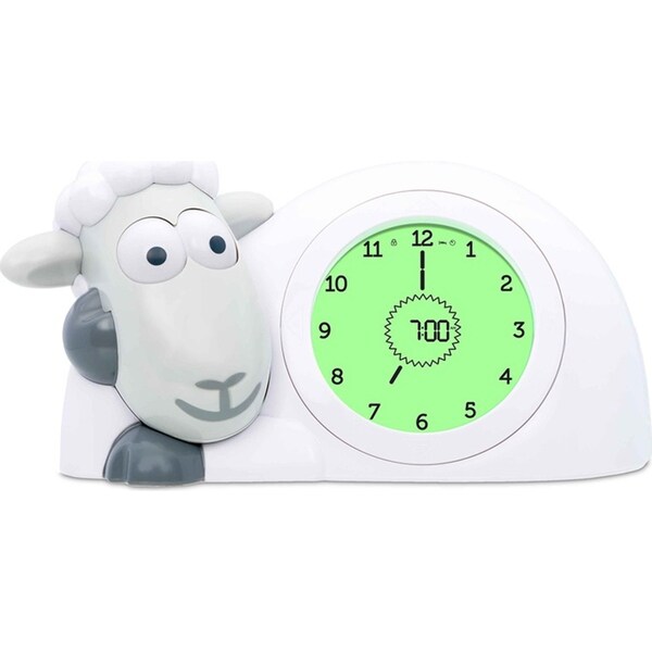 Zazu Sam the Lamb 20cm Sleep Trainer/Clock Night Light for 2y+ Baby/Toddler Grey