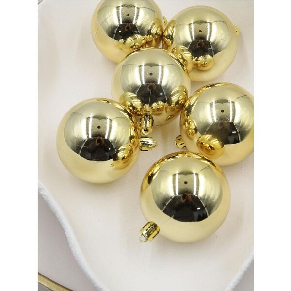 Gold Christmas Baubles 80mm Gloss Packs