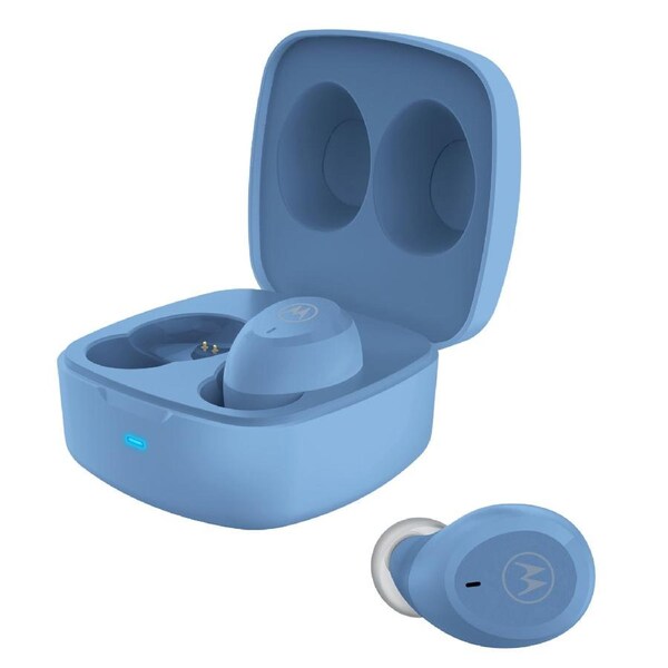 Motorola MOTO BUDS 100, IPX5 Water & Sweat Proof True Wireless Headphones for long hours handsfree calls & Music, Lagoon Blue