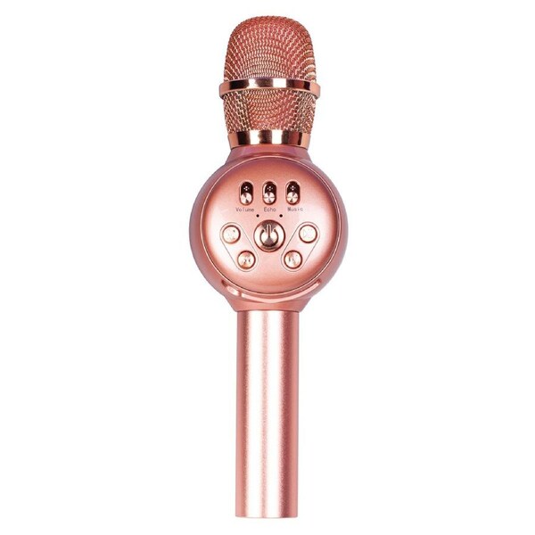 Laser LED Karaoke Microphone Rose Gold - Fun Wireless Mic for Family Parties