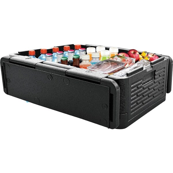 Polar 39L Crate Drink Holder Foldable 59x41x25cm Camping Ice Cooler Box Black