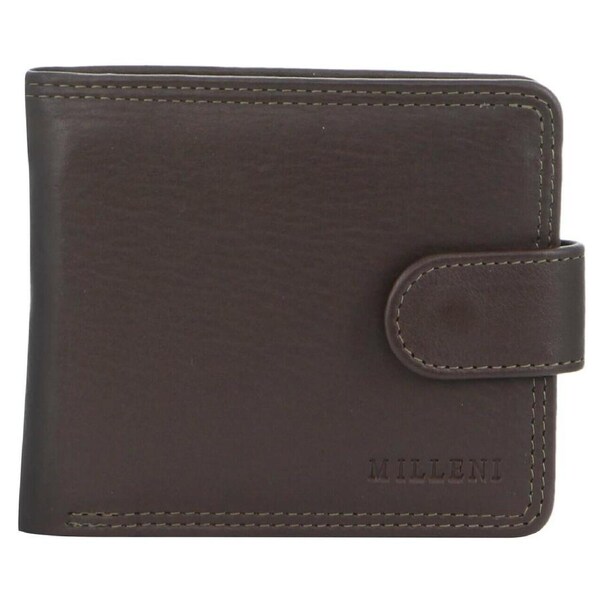 Milleni Mens 11cm Leather Tab Wallet Money/Credit Card Cash Holder/RFID Brown