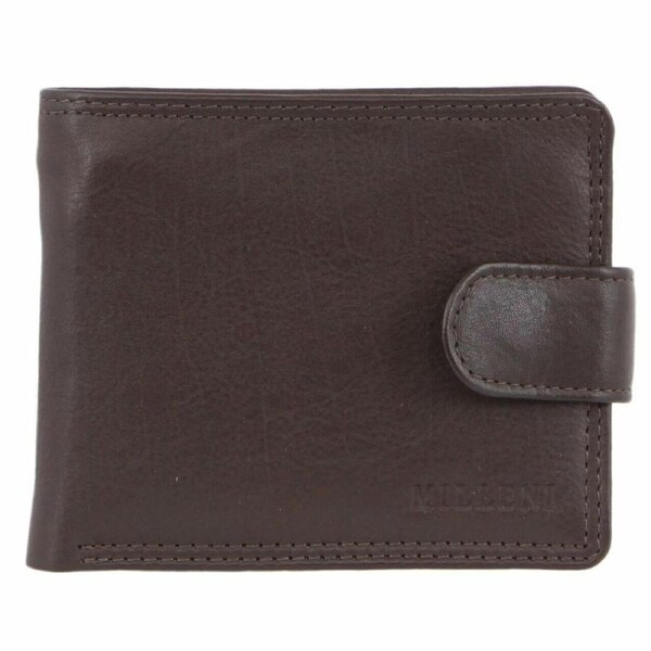 Milleni Mens 11cm Leather Flat Wallet Money/Card Holder w/ RFID/ID Window Brown