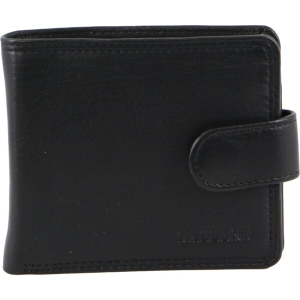 Milleni Mens 11cm Leather Tab Wallet Money/Credit Card Cash Holder/RFID Black