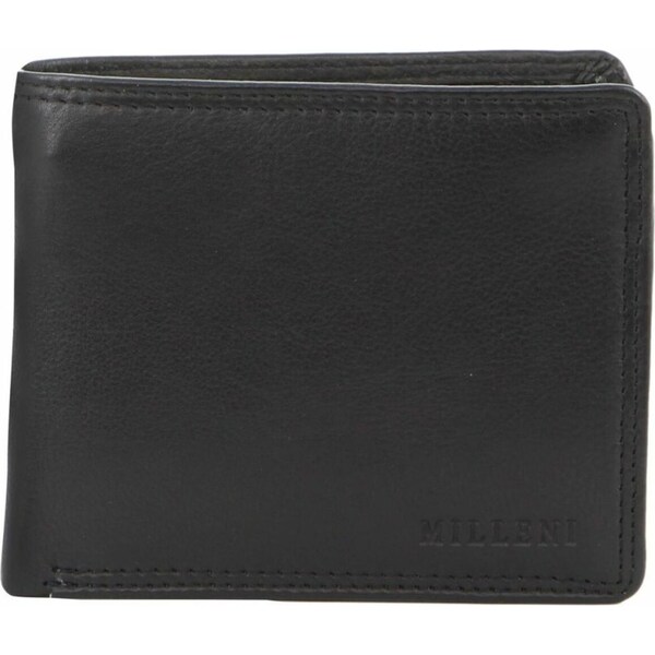Milleni Mens 11cm Leather Flat Wallet Money/Credit Card Cash Holder/RFID Black