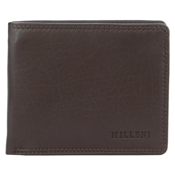 Milleni Mens 11cm Leather Flat Wallet Money/Credit Card Cash Holder/RFID Brown