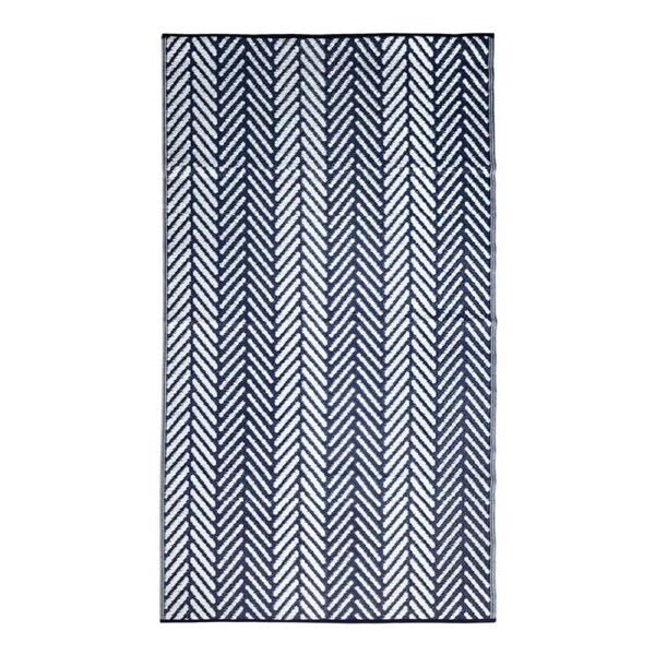 180x270cm Navy Chevron Fresno Recycled Plastic Outdoor Rug Patio Rug Reversible Rug