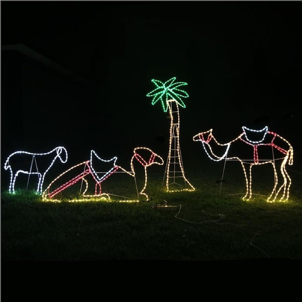 Christmas LED Motif Nativity Scene Camel Palm Tree Shepherd Ramadan Oasis Desert Bundle