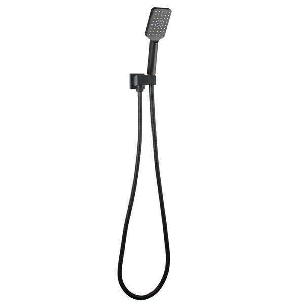 ACA Bath 3-MODE Square Handheld Shower Head On Holder Wall Connector 1.5m SUS Hose Black WELS