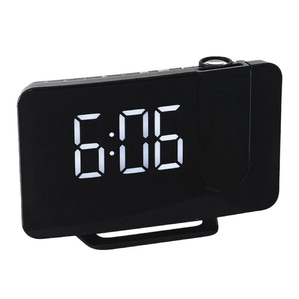 LED Curve Projector Clock - Black with White Light