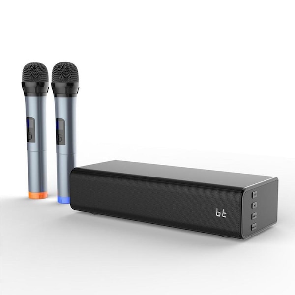 Pure Acoustics Sound Sing Bar Bluetooth Karaoke Speaker/UHF Wireless Microphones