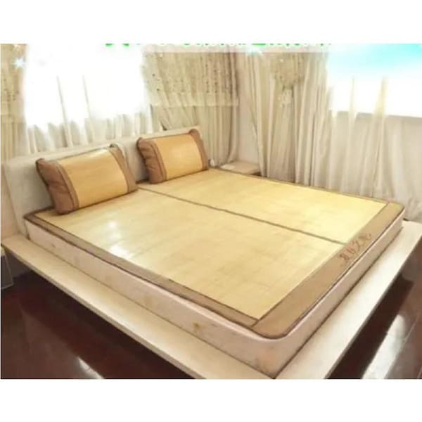 1.5m Queen Size Bamboo Bed Mat Cool Foldable Both Size Mat Sheet Rug Floor Mat Mattress Topper