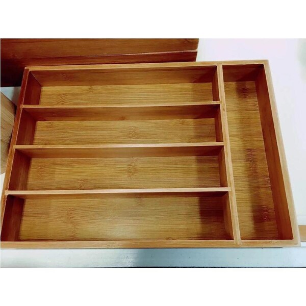 Bamboo Drawer Storage Box Kitchen Ware Storage Solution Multiple Use