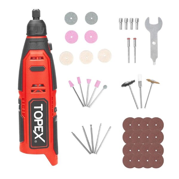 TOPEX 12V Cordless Rotary Tool Speed 5000-25000rpm Carving tool Set Grinding tool Kit - Skin Only
