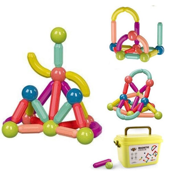 128pcs Magnet Building Construction Stick Bar Learning Magnetic Toy for Kids