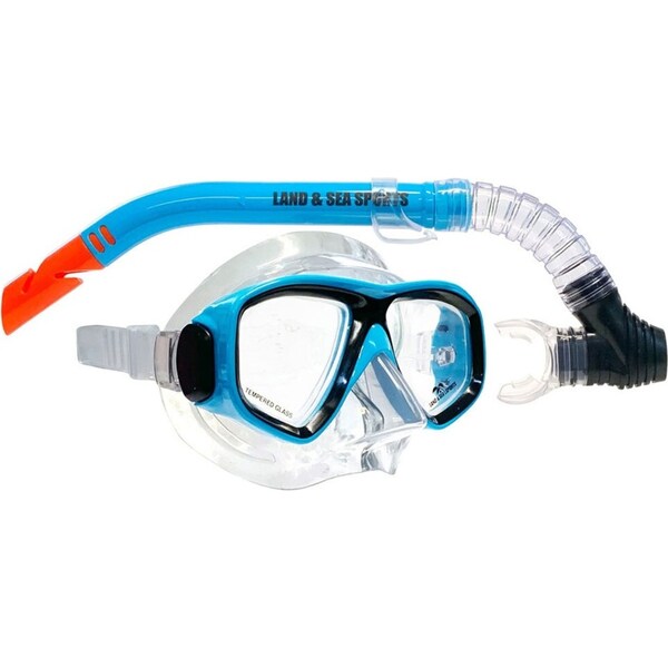 Land & Sea Sports 10y-Adult Underwater Swim Silicone Mask & Snorkel Set Blue