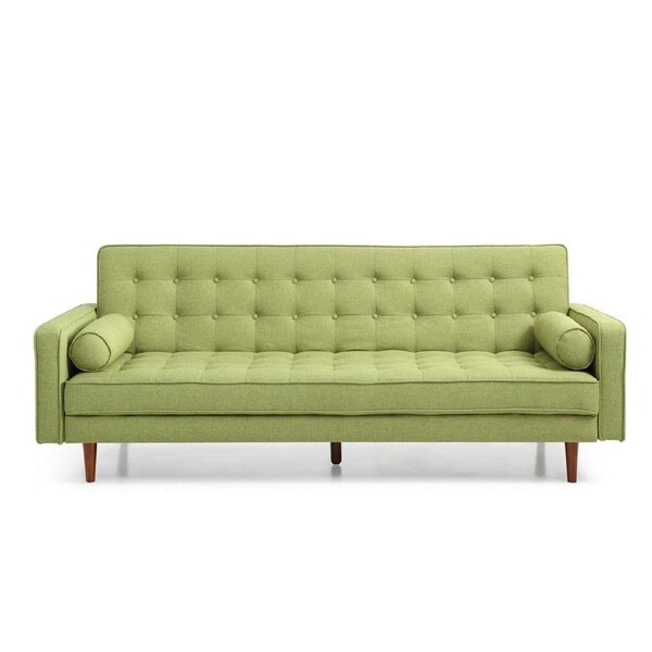 Design Square Designer Modern Scandinavian Fabric 3-Seater Sofa Bed - Green