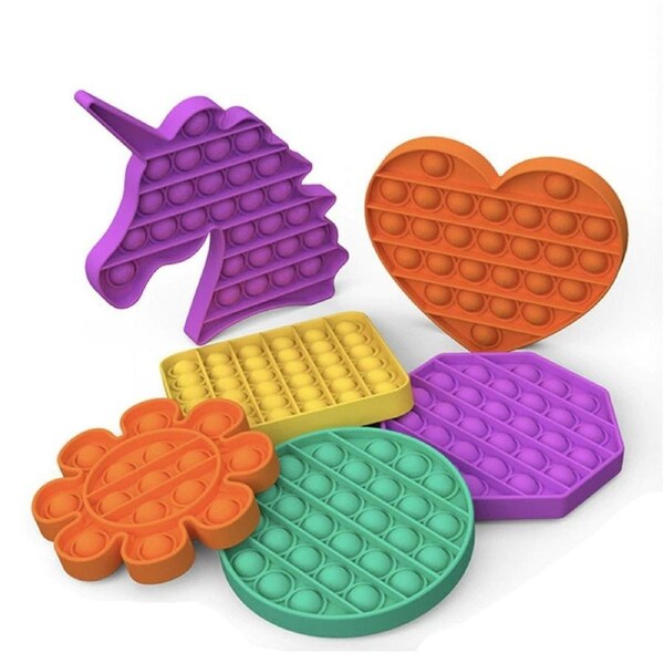 3D Multi Push Pop Its Fidget Toys Push Bubble Kids Focus Sensory Toys Pop it Game Heart - Yellow
